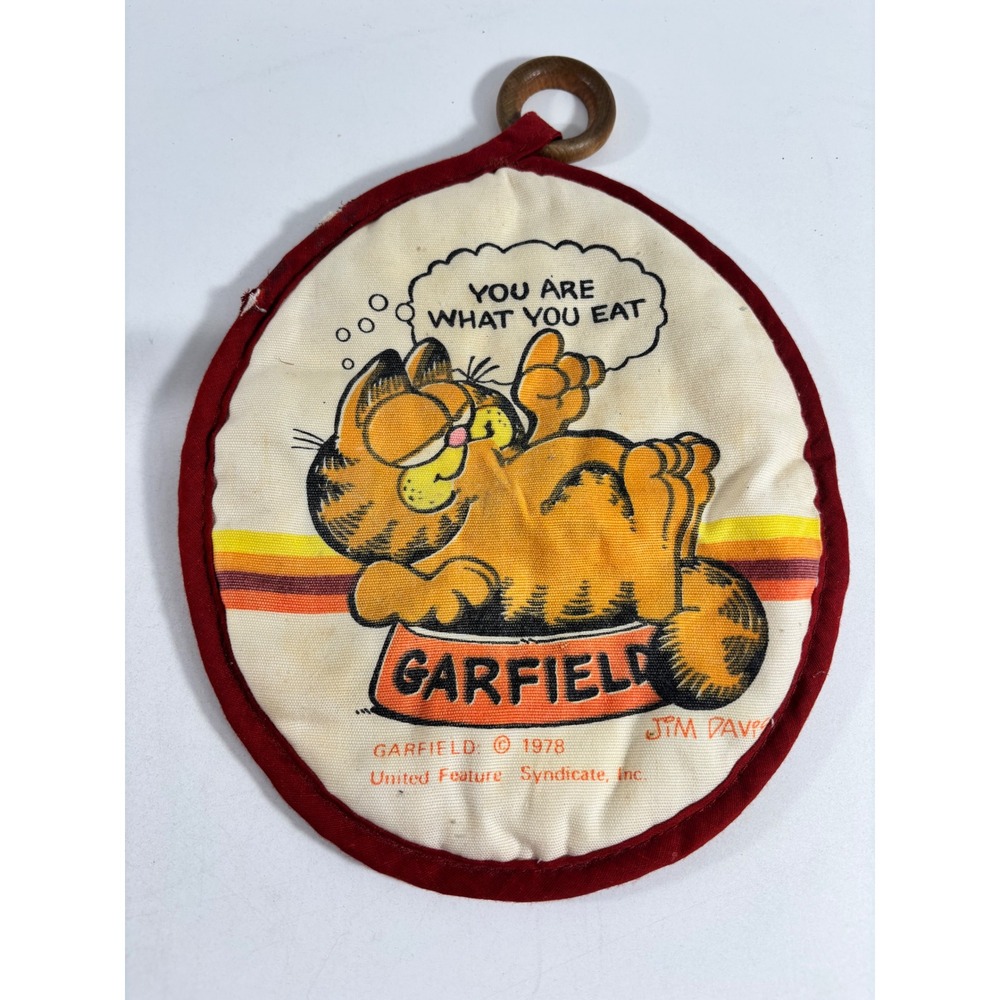 Vintage 1978 Garfield Pot Holder You Are What You Eat Jim Davis Retro Kitchen